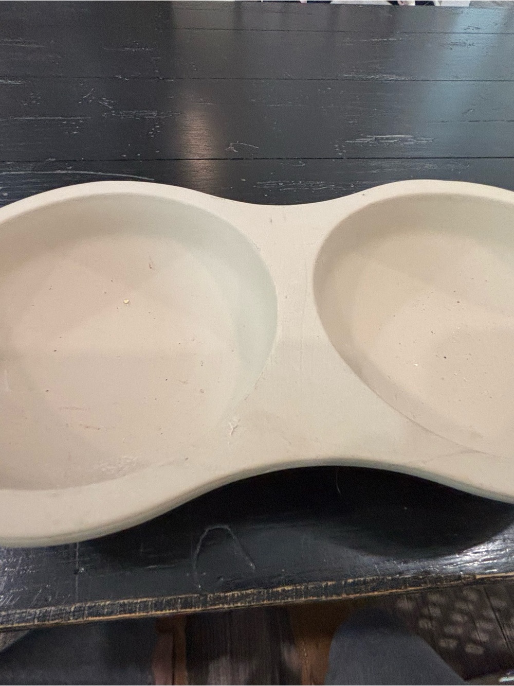 Pampered Chef Cream Double Serving Bowl Tray
